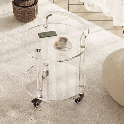 Contemporary Simplicity Round Acrylic End Table 2-Tier For Living Room