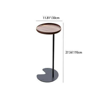 Modern Minimalist Round Iron Wood End Table 1-Tier For Living Room