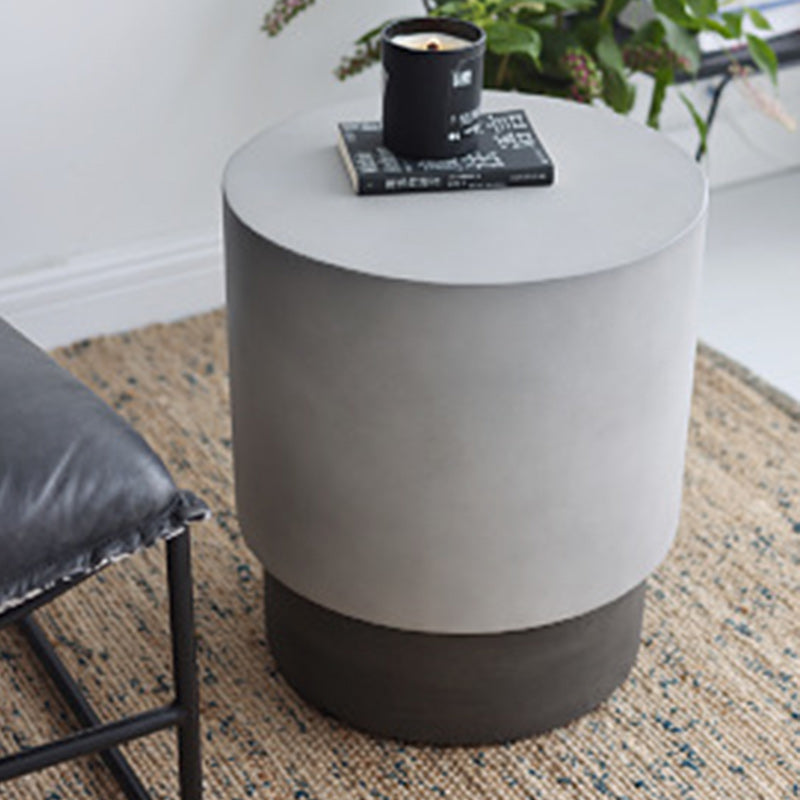 Contemporary Industrial Cylindrical Magnesium Oxide End Table For Living Room