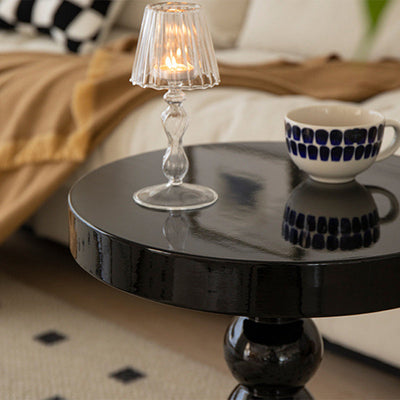 Contemporary Retro Round Gourd Base Solid Wood Coffee Table For Living Room