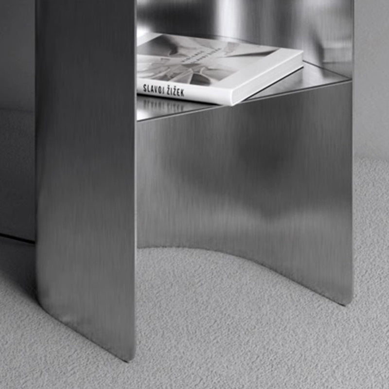 Modern Minimalist Round Stainless Steel End Table 2-Tier For Living Room