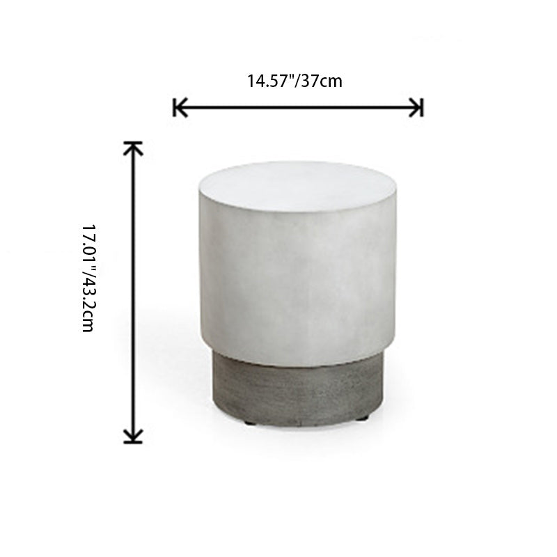 Contemporary Industrial Cylindrical Magnesium Oxide End Table For Living Room