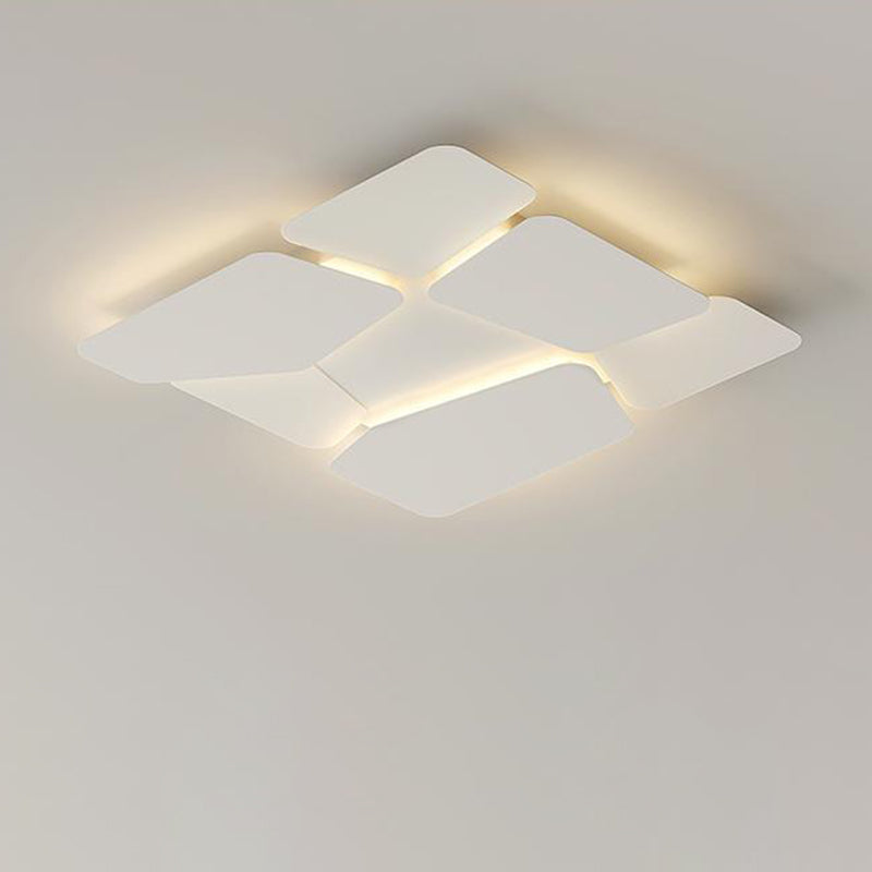 Contemporary Scandinavian Square Rectangle Spliced Iron Acrylic LED Flush Mount Ceiling Light For Bedroom