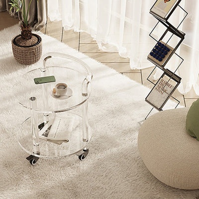 Contemporary Simplicity Round Acrylic End Table 2-Tier For Living Room