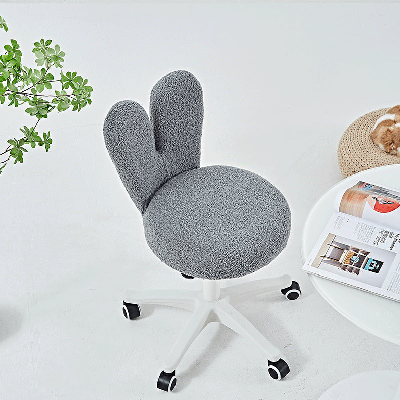 Modern Minimalist Round Lambswool Metal Vanity Stool Backrest For Bedroom