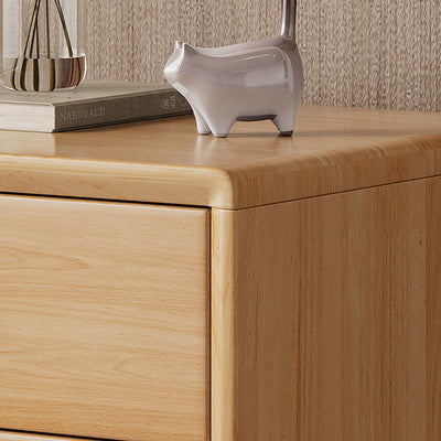 Modern Minimalist Square Rubberwood Solid Wood Nightstand 1/2 Drawer For Bedroom