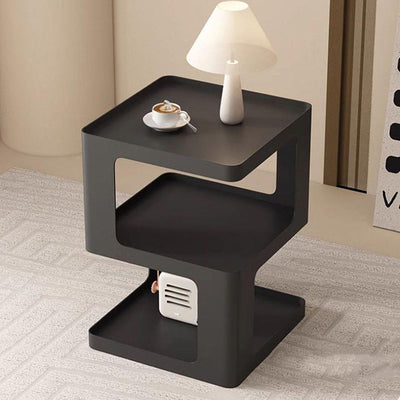 Modern Minimalist Square Iron Side Table 3-Tier For Living Room