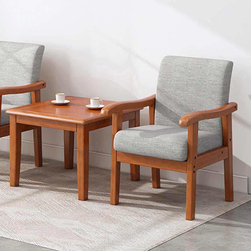 Modern Simplicity Rubber Wood Cotton And Linen Fabric Sponge Square Accent Chair & Table Set For Living Room