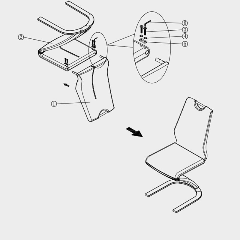 Modern Minimalist U-Shaped Chassis Rectangle Leather Titanium Gold Silver-Plated Dining Chair Backrest Armless For Dining Room