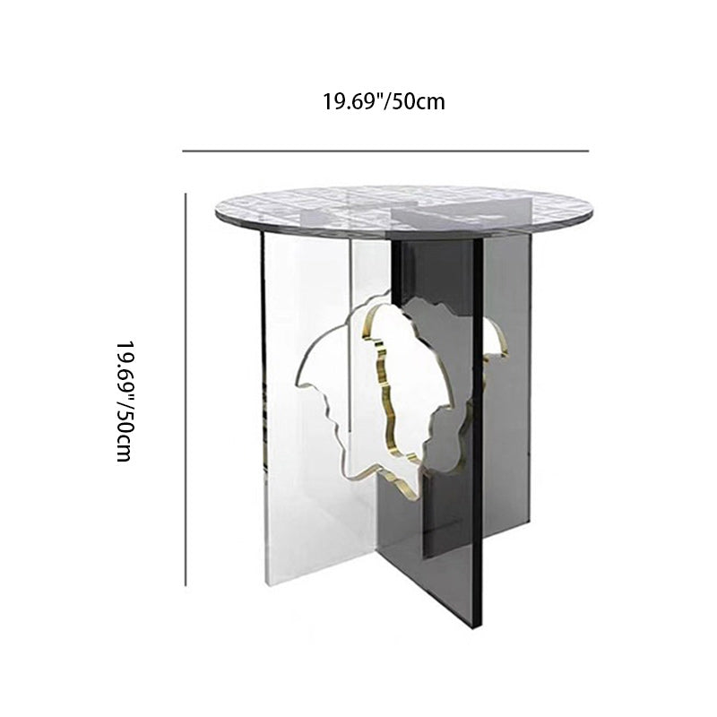 Modern Luxury Round Acrylic End Table 1-Tier For Living Room