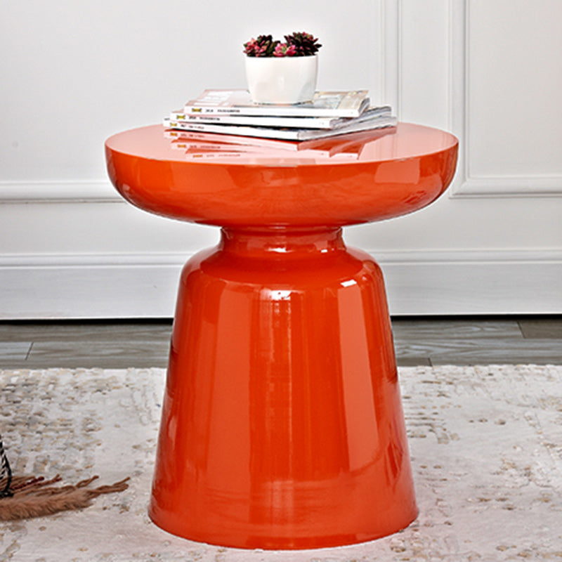 Contemporary Scandinavian Round Disc Column Fiberglass End Table 1-Tier For Living Room