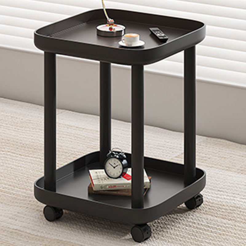 Contemporary Nordic Square Steel End Table 2-Tier For Living Room