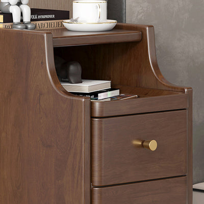 Modern Minimalist Narrow Rectangle Wood Nightstand 2-Drawer For Bedroom