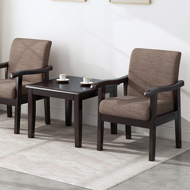 Modern Simplicity Rubber Wood Cotton And Linen Fabric Sponge Square Accent Chair & Table Set For Living Room