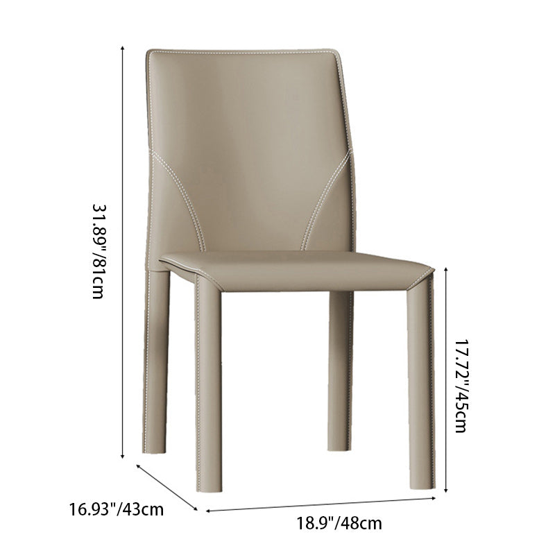 Modern Luxury Rectangular Back Saddle Leather Carbon Steel Dining Chair Backless For Dining Room