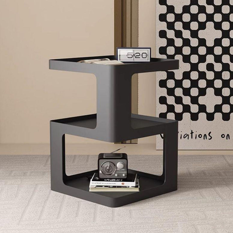 Modern Minimalist Square Iron Side Table 3-Tier For Living Room