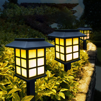 Traditional European Waterproof Solar ABS PC Plastic Rectangular LED Landscape Lighting For Garden