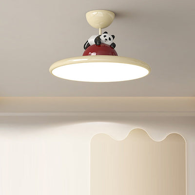 Contemporary Creative Cartoon Panda Elephant Iron Acrylic LED Semi-Flush Mount Ceiling Light For Bedroom