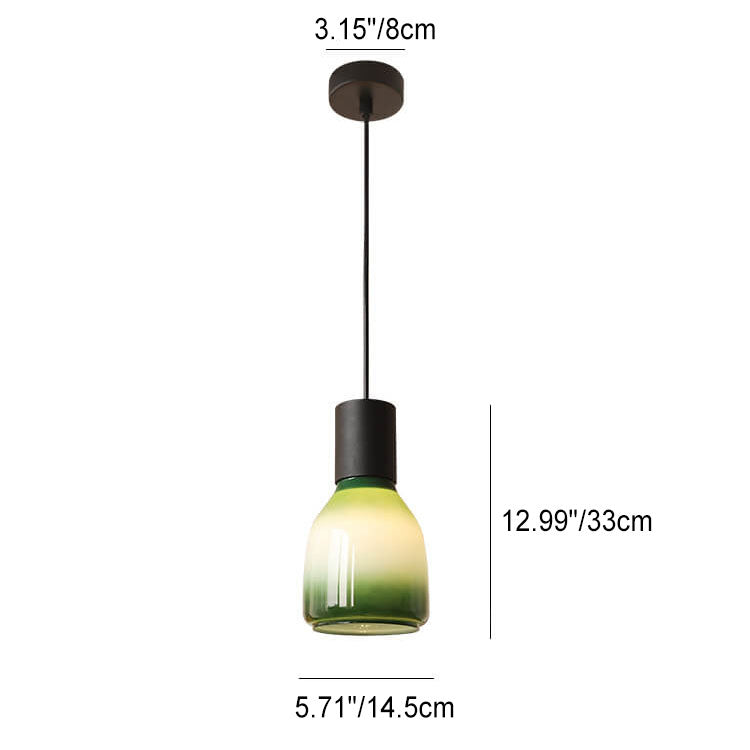 Nordic Vintage Grün Messing Glas 1-flammige Pendelleuchte 