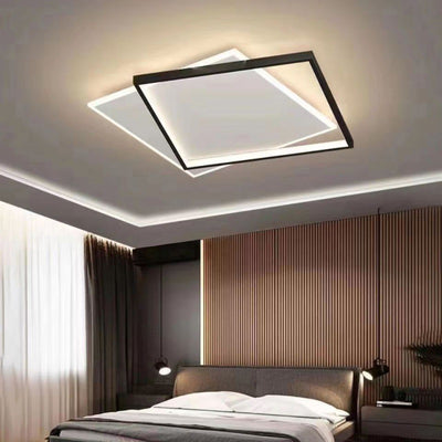 Modern Minimalist Square Round Iron Acrylic LED Flush Mount Ceiling Light For Living Room