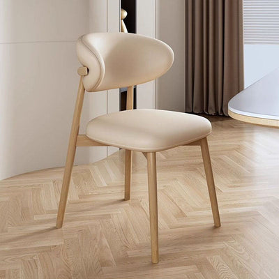 Moderna Minimalista Curvada Silla de Madera Cuero Respaldo Sin Brazos Para Sala de Estar 