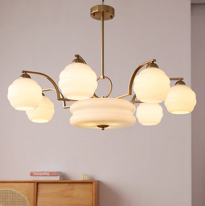 Modern Mid-Century Branch Curved Rod Round Orb Iron Glass 4/6/8 Light Chandelier For Living Room