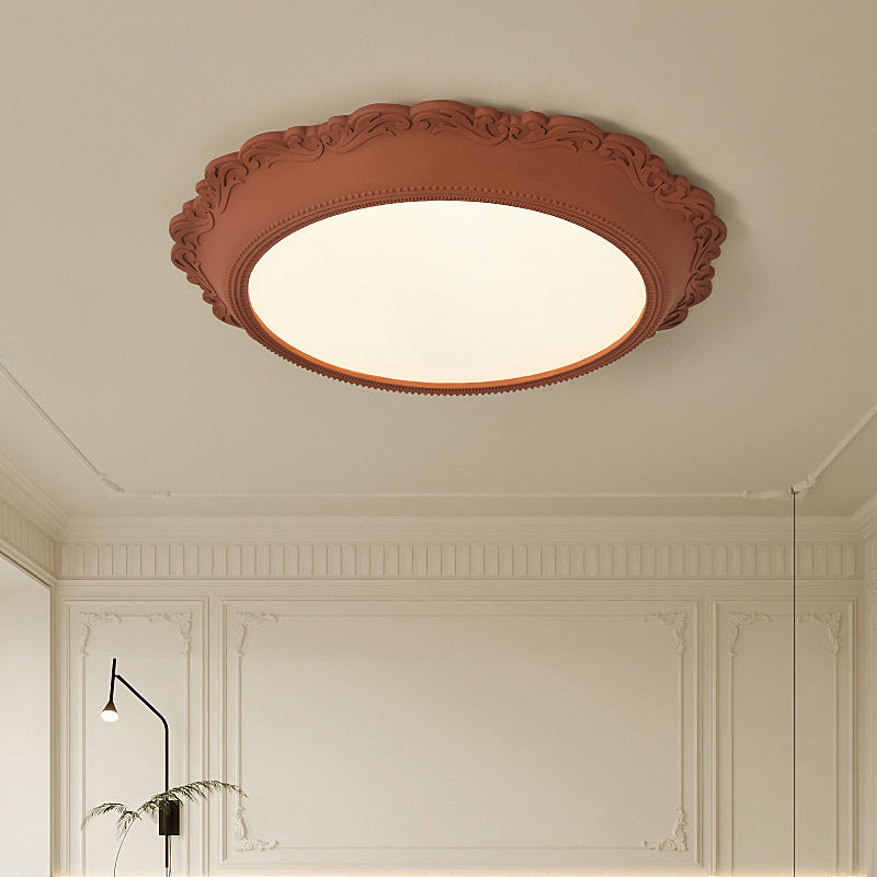 Contemporary Scandinavian Round Acrylic Resin Iron LED Flush Mount Ceiling Light For Bedroom