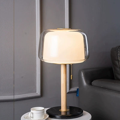 Lampe de table à 1 lumière en marbre et tambour en verre minimaliste nordique 