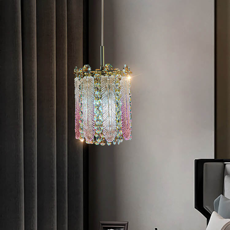 Modern Creative Crystal Cylinder 1-Light Pendant Light For Living Room