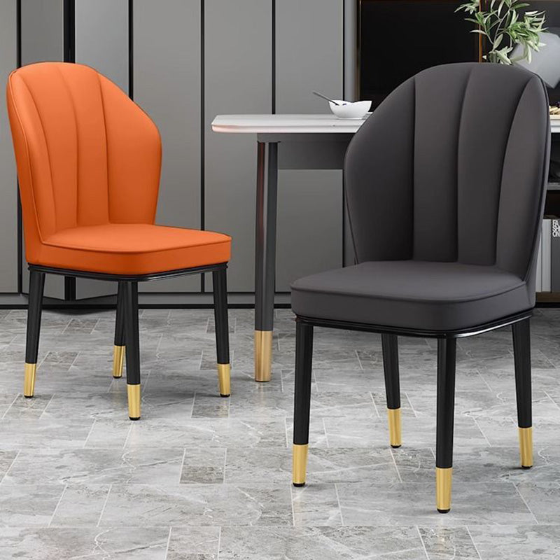 Modern Luxury PU Leather Padded Dining Chair Wing Backrest Armless For Dining Room