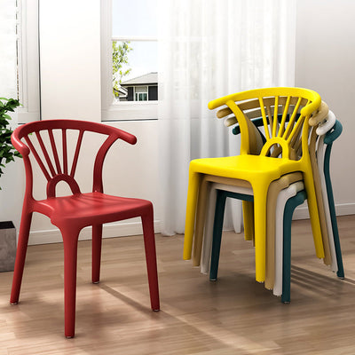 Contemporary Scandinavian Arc Plastic Stackable Dining Chair Backrest For Dining Room