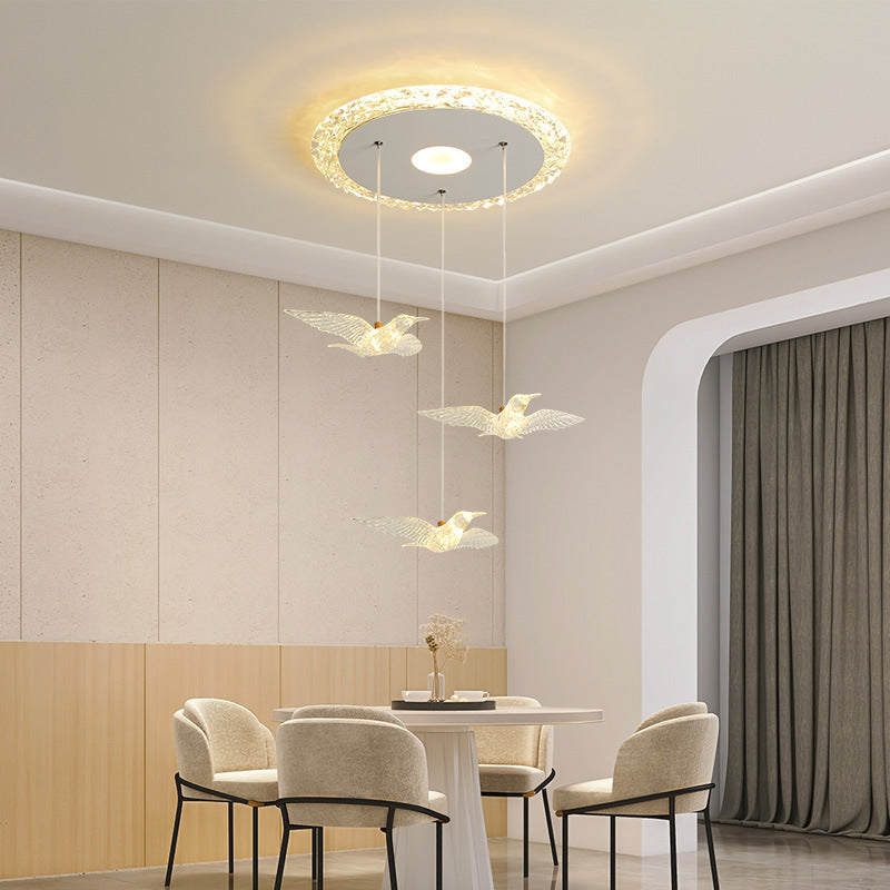 Modern Luxury Three Bird Iron Acrylic LED Chandelier For Bedroom