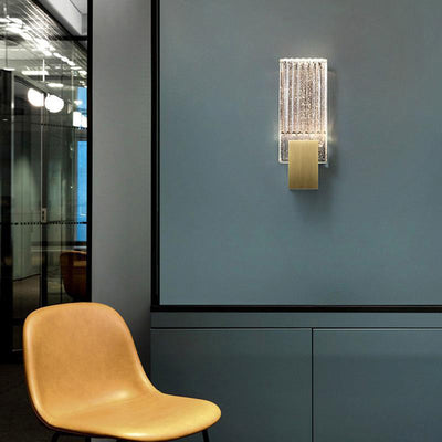 Modern Minimalist Square Copper Crystal LED Wall Sconce Lamp For Living Room