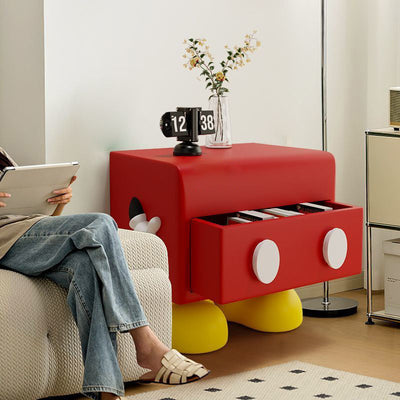 Contemporary Creative Resin Mickey Shape Cubic End Table Drawer For Living Room