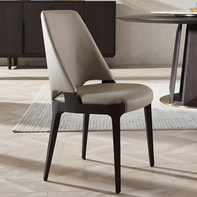 Contemporary Luxury Square Microfiber Leather Upholstered Dining Chair Backrest For Dining Room