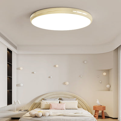 Modern Minimalist Macaron Acrylic Round Shade LED Flush Mount Ceiling Light For Bedroom