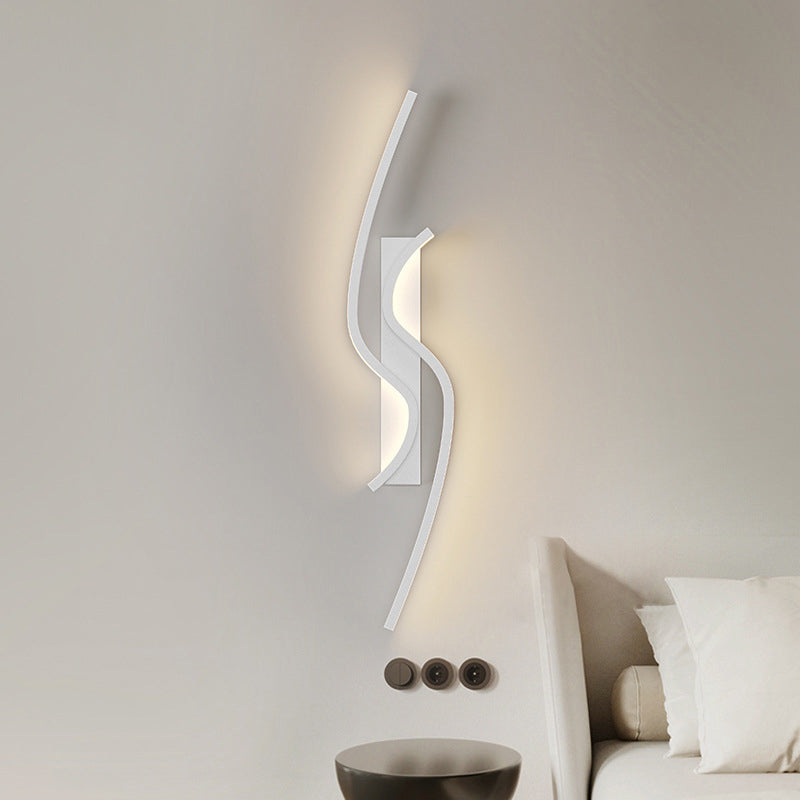 Contemporary Nordic Iron Aluminum Silica Strip Line LED Wall Sconce Lamp For Hallway