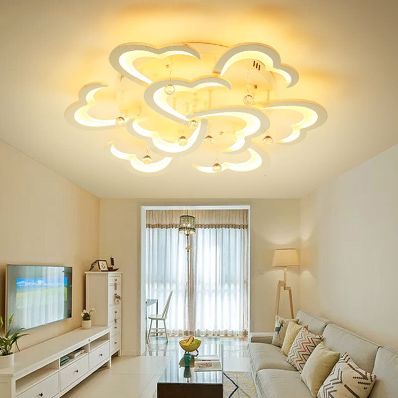 Modern Minimalist Petal Hardware Acrylic Crystal LED Semi-Flush Mount Ceiling Light For Living Room