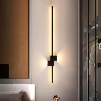 Modern Minimalist Strip Rectangle Iron Aluminum LED Wall Sconce Lamp For Living Room