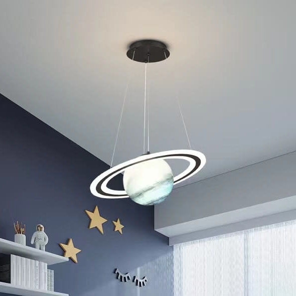 Contemporary Nordic Iron Acrylic Planet LED Pendant Light For Bedroom