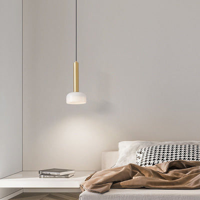 Lampe suspendue LED ronde en verre avec cadre en cuivre et minimaliste moderne, luminaire décoratif d'intérieur, idéal pour un salon