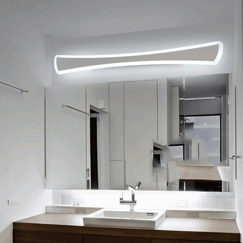 Contemporary Scandinavian Long Curve Rectangle Hardware Acrylic LED Vanity Light Mirror Front Wall Sconce Lamp For Bathroom