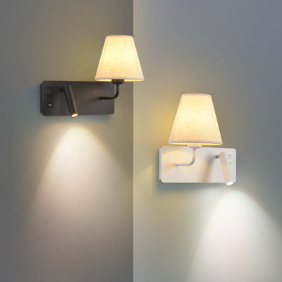 Modern Minimalist Square Cylinder Iron Aluminum Fabric 1-Light LED Wall Sconce Lamp For Bedroom