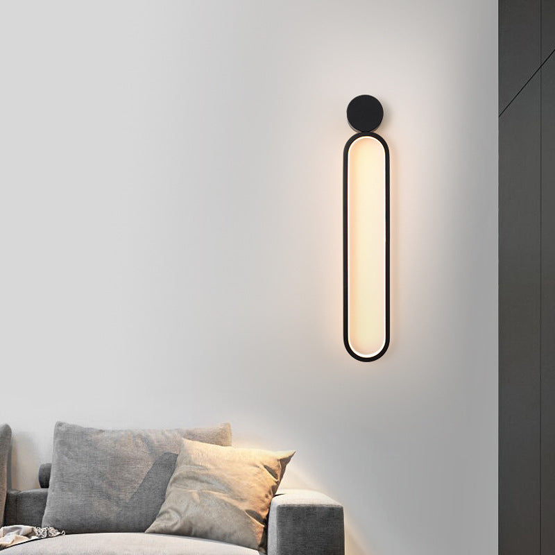 Modern Minimalist Round Long Acrylic Iron LED Wall Sconce Lamp For Living Room