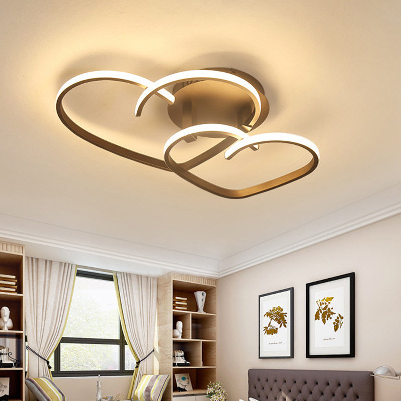 Contemporary Creative Heart Shape Acrylic Strip Iron LED Semi-Flush Mount Ceiling Light For Living Room