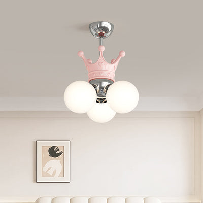 Modern Minimalist Princess Crown Metal Acrylic LED Pendant Light For Bedroom