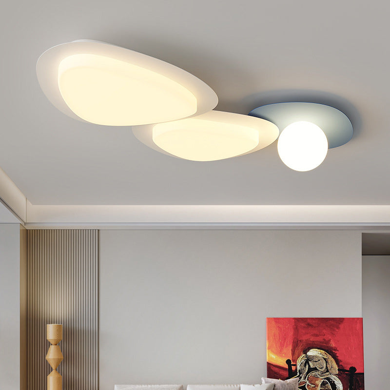 Modern Minimalist Irregular Round Combination Iron Acrylic LED Flush Mount Ceiling Light For Living Room