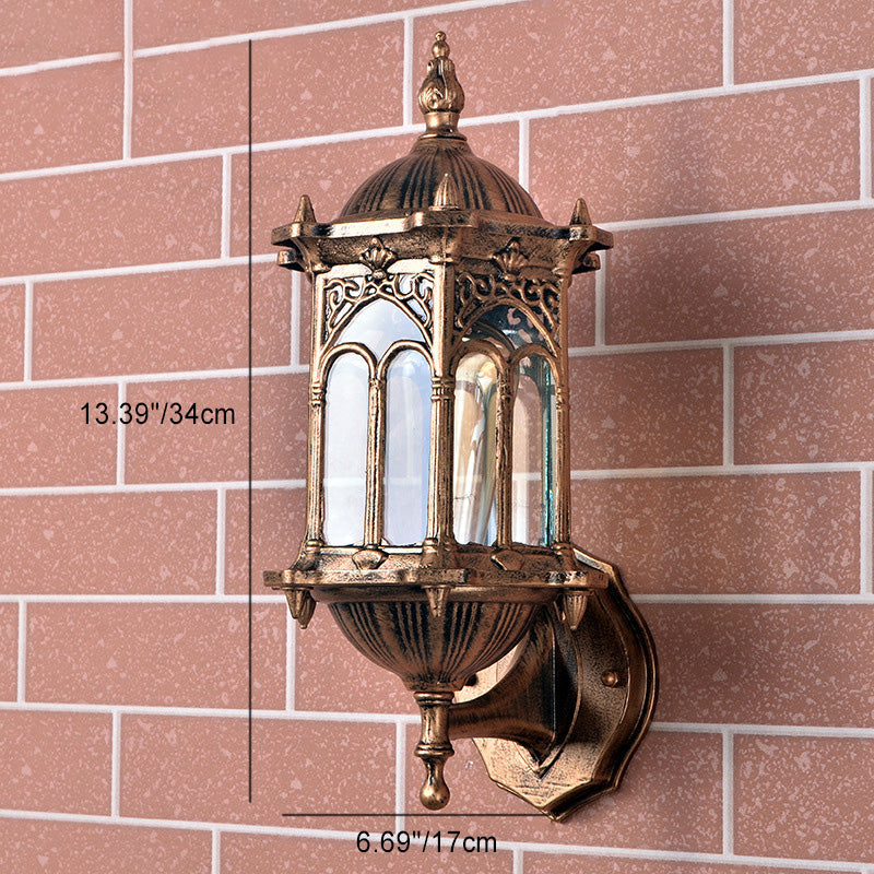 Traditional European Waterproof Cylinder Aluminum Glass 1-Light Wall Sconce Lamp For Garden