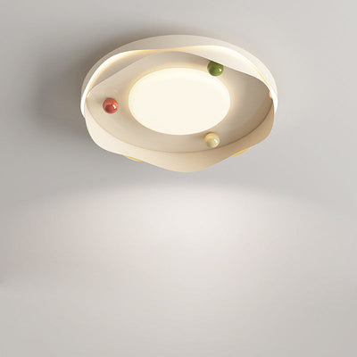 Contemporary Scandinavian Cream Acrylic Round LED Flush Mount Ceiling Light For Bedroom