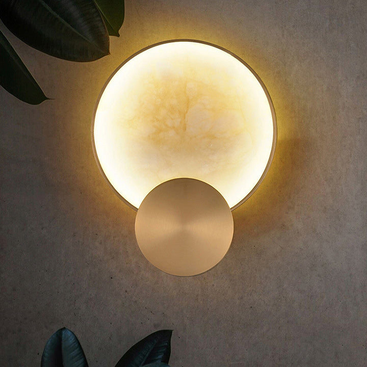 Contemporary Nordic Metal Marble Round LED Wall Sconce Lamp For Bedside